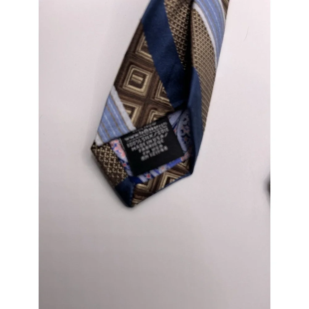 Ted Baker London Tie Striped Woven Silk Gold Brown Blue